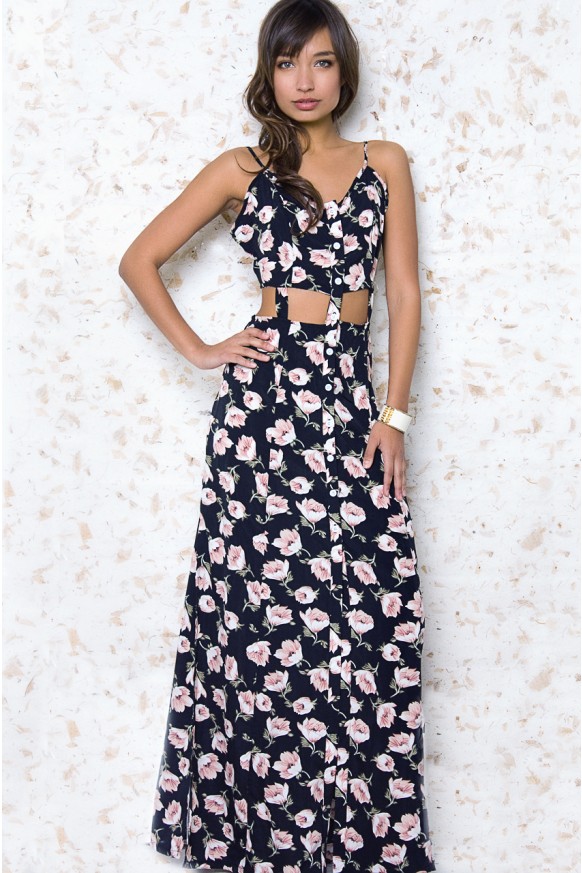 Vivaldi Black Floral Maxi Dress
