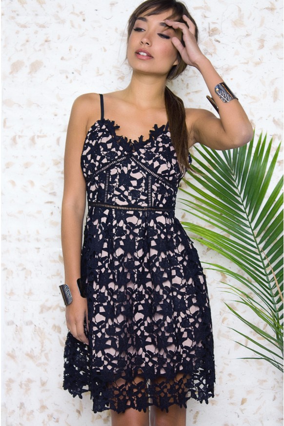 Vienna Black Lace Tulip Dress
